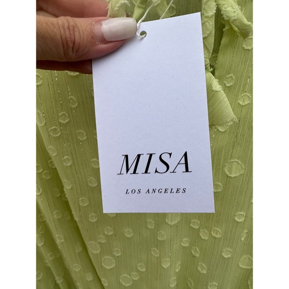 Misa Lilian Tiered Honeydew Ruffle V-Neck Clip Dot Mini Dress Size XS  coquette - Picture 14 of 15